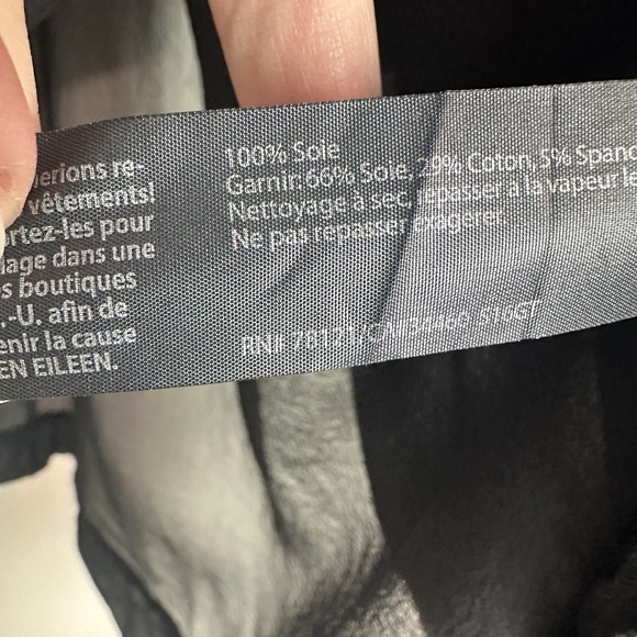 EILEEN FISHER Top XL Silk Sheer Dolman Sleeve Asymmetric Hem Black Oversized - Picture 3 of 9